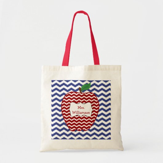 Trendy Red Chevron Zigzag Apple Canvas tas (Voorkant)