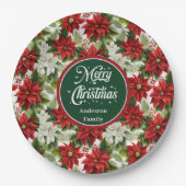 Trendy Red Christmas Flowers Custom Paper Plates Papieren Bordje (Voorkant)