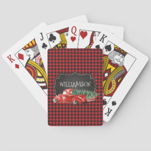 Trendy Red en Black Buffalo Pset Red Truck Pokerkaarten