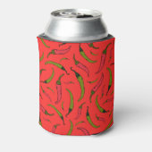 Trendy Red en Green Chili Pepper Print Monogram Blikjeskoeler (Blikje Achterkant)