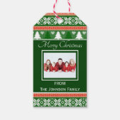 Trendy Red en Green Ugly KerstSweater Foto Cadeaulabel (Voorkant)