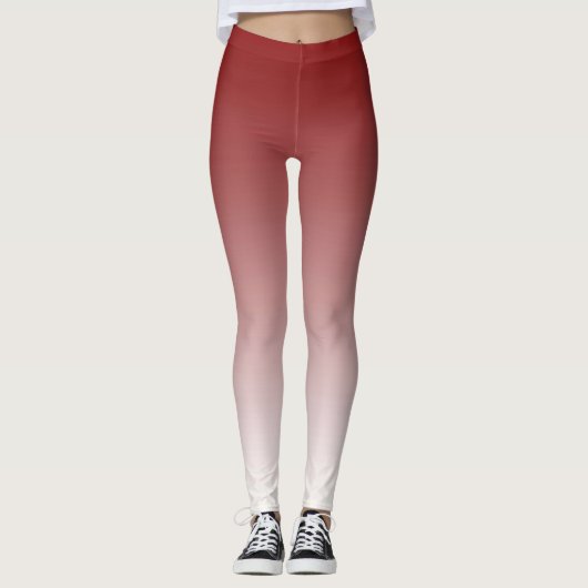 Trendy Red en White Ombre Leggings (Voorkant)