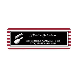 Trendy Red en White Stripes Salon Hair Stylist Etiket