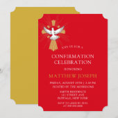 Trendy Red Gold Cross White Dove Bevestiging Kaart (Voorkant / Achterkant)