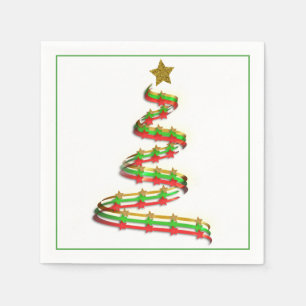 Trendy Red, Green en Gold Kerstboom Servet