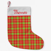 Trendy Red Green Festive Pattern Rustin Tartan Kleine Kerstsok (Voorkant)