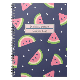 Trendy Red Green Pink Watermelon Pattern Notitieboek