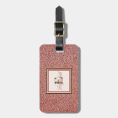 Trendy Red Marble Texture, Monogram-Personalized Bagagelabel (Voorkant verticaal)