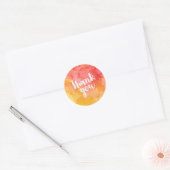 Trendy Red Pink en gele Waterverf Dank u wel Ronde Sticker (Envelop)