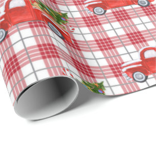 Trendy Red Pset Vintage Kerstfeestdag Cadeaupapier
