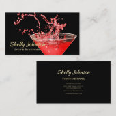 Trendy Red Splash Bartender en Evenementen Cateraa Visitekaartje (Voorkant / Achterkant)