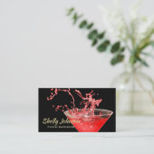 Trendy Red Splash Bartender en Evenementen Cateraa Visitekaartje (Staand voorkant)