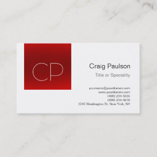 Trendy Red Stripe White Monogram Visitekaartje