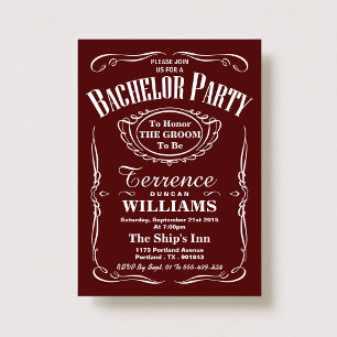 Trendy Red Typography Bachelor Party Kaart