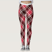 Trendy Red White Maroon Geometric Diamond Pattern Leggings (Voorkant)