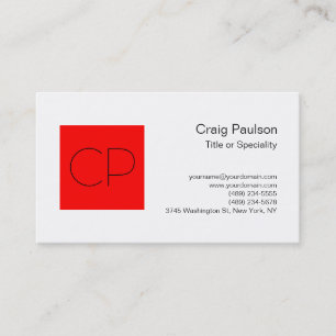 Trendy Red White Monogram Visitekaartje