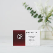 Trendy Red White Monogram Visitekaartje (Staand voorkant)