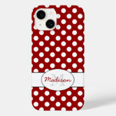 Trendy Red White polka dots Monogram Case-Mate iPhone Case (Achterkant)