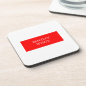 Trendy Red White, stijlvol, eenvoudig Jouw naam Bier Onderzetter (Linkerzijde)