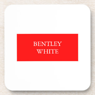Trendy Red White, stijlvol, eenvoudig Jouw naam Bier Onderzetter