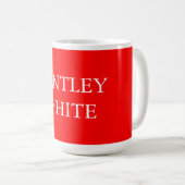 Trendy Red White, stijlvol, eenvoudig Jouw naam Koffiemok (Voorkant rechts)