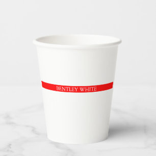 Trendy Red White, stijlvol, eenvoudig Jouw naam Papieren Bekers