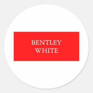 Trendy Red White, stijlvol, eenvoudig Jouw naam Ronde Sticker