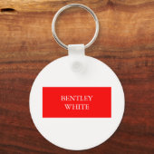 Trendy Red White, stijlvol, eenvoudig Jouw naam Sleutelhanger (Voorkant)