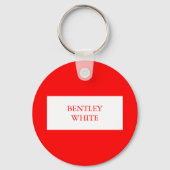 Trendy Red White, stijlvol, eenvoudig Jouw naam Sleutelhanger (Achterkant)