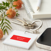 Trendy Red White, stijlvol, eenvoudig Jouw naam Sleutelhanger (Voorkant Rechts)