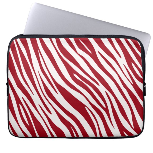 Trendy Red Zebra Animal Sripes Laptop Sleeve (Voorkant)