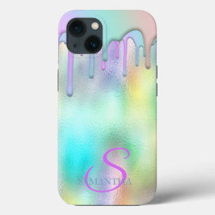 Trendy Regenboog Drips Holografisch iPhone 13 Hoesje
