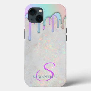 Trendy Regenboog Drips Holografisch Opal iPhone 13 Hoesje