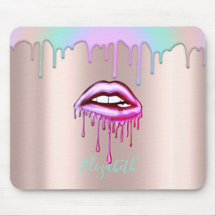 Trendy Regenboog Drips Metaalachtige Druppende Lip Muismat