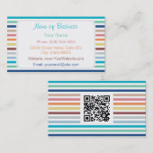 Trendy regenboog horizontale strepen met QR-code Visitekaartje (Voorkant / Achterkant)