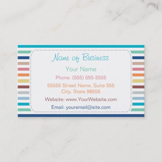 Trendy regenboog horizontale strepen met QR-code Visitekaartje (Voorkant)