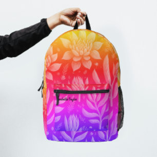Trendy regenbooggradiënt tuin Zen bloemmotief Bedrukte Rugzak