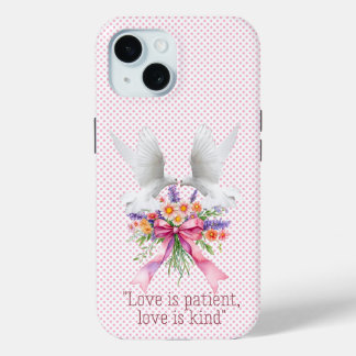 Trendy Religieus Roze Stip Bloem Boog Witte Duiven