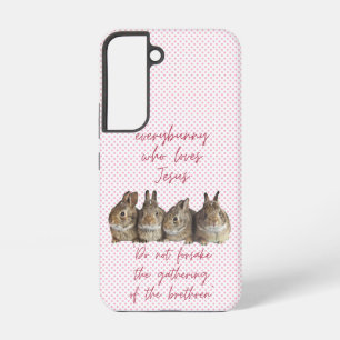 Trendy Religieuze Roze Stip Bruine Konijnen Knuffe Samsung Galaxy Hoesje