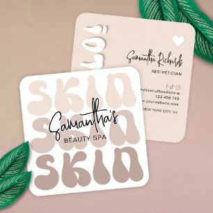 Trendy Retro Beige Schoonheidssalon Skin Aesthetic Vierkante Visitekaartje