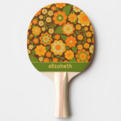 Trendy Retro Bloemen Patroon Aangepaste naam blok Tafeltennisbatje (Voorkant)