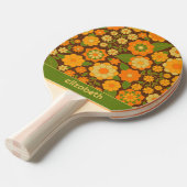 Trendy Retro Bloemen Patroon Aangepaste naam blok Tafeltennisbatje (Voorkant Gekanteld)