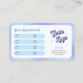 Trendy Retro Blue Hair Spa Lash Beauty Salon Logo Afsprakenkaartje (Achterkant)