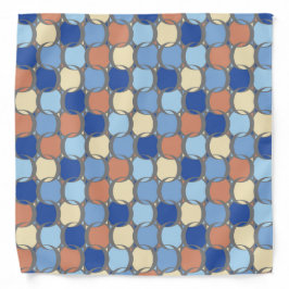 Trendy Retro Blue Orange and Yellow Circles Design Bandana
