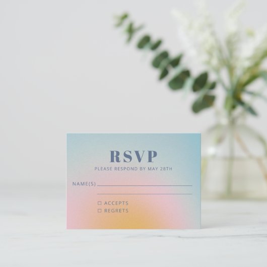 Trendy Retro Celestial Blue Gradient RSVP Informatiekaartje (Staand voorkant)