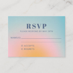 Trendy Retro Celestial Blue Gradient RSVP Informatiekaartje