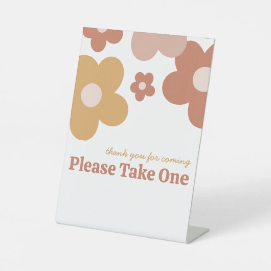 Trendy Retro Daisies Meisje Verjaardag Reclamebord Met Voetstuk (Voorkant)