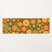 Trendy Retro Floral Pattern Custom name block Yogamat (Achterkant (horizontaal))