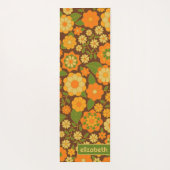 Trendy Retro Floral Pattern Custom name block Yogamat (Achterkant)