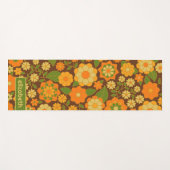 Trendy Retro Floral Pattern Custom name block Yogamat (Voorkant (horizontaal))